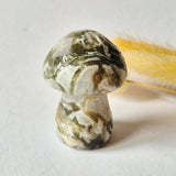 Moonlight Gemstones Moss Agate Mushroom Carving, 93g, natural crystal, unique specimen