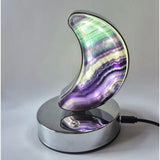 Candy fluoriet maanlamp Moonlight Gemstones op zilverkleurige basis met dimbare LED en USB-aansluiting