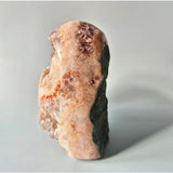 XXL pink amethyst druzy geode freeform, Moonlight Gemstones, 3180 g with pink crystals on beige and green matrix