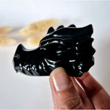 Dragon skull carving in black obsidian, 7 cm, polished finish, Moonlight Gemstones