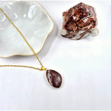 Goudkleurige agaatketting met 25mm druppelvormige hanger