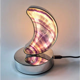 Candy fluoriet maanlamp op zilverkleurige basis met dimbare LED en USB-aansluiting – Moonlight Gemstones