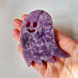Lepidolite ghost gemstone pendant, purple marbled crystal, 7 cm, Moonlight Gemstones