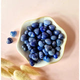 Mini Edelsteen Hartje Blauwe Aventurijn zaksteen; setje blauw hartvormige kristalsteentjes