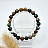 Edelsteen armband Ocean Jasper met 8mm ronde kralen in multikleurige aardetinten