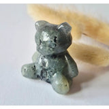 Moonlight Gemstones Labradorite bear facet crystal carving, 4 cm