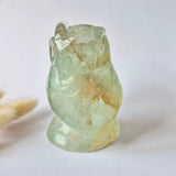 Moonlight Gemstones Fluorite Owl Carving, green with brown inclusions, 525 g