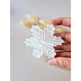 Seleniet sneeuwvlok carving, 70 mm, wit transparant winterdecoratie