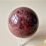Strawberry quartz crystal sphere, pink, XL 75mm, 577g by Moonlight Gemstones