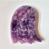 Lepidolite Spookje ghost-shaped gemstone by Moonlight Gemstones, purple marbled slab about 7 cm.