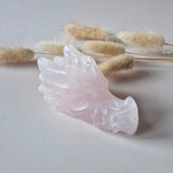 Dragon skull carving in rose quartz, Moonlight Gemstones, 7 cm