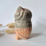 Green onyx owl carving by Moonlight Gemstones, approx 10 cm tall