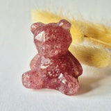Bear crystal carving by Moonlight Gemstones in strawberry quartz, 4 cm