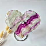 Rainbow fluorite heart, 566g, natural polished gemstone