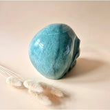 XXL Edelsteen Amazoniet schedel, turquoise blauw, gepolijst