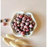 Mini edelsteenhartjes Rhodoniet van Moonlight Gemstones, roze met zwarte aders, 1,5 cm, crystal confetti