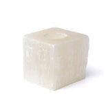 Moonlight Gemstones Edelsteen Seleniet waxinelichthouder, kubusvormig, 8–10 cm, wit seleniet, ca. 2 kg.