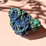 XL Druzy azuriet-malachiet ruwe Edelsteen met blauwgroene kristallen, sprankelend natuursteen