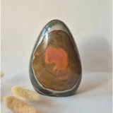 Polychrome Ocean Jasper freeform gemstone, earthy brown and orange hues, 673 g