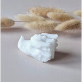 Dragon skull carving in white jade, 5 cm, polished stone sculpture