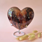 XXL fire quartz heart gemstone with hematite inclusions