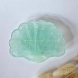 Edelsteen Carving Schaal Schelpvorm Groene Fluoriet #27 - Uniek Cadeau