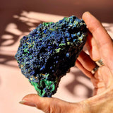 Moonlight Gemstones XL druzy azuriet-malachiet ruwe edelsteen met blauwe en groene kristallen