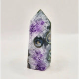 Amethist Agaat Punt Uruguay 97g, druzy edelsteen met natuurlijke agaatbanden