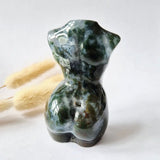 Vrouwenbeeldje van mosagaat, 8 cm, handgeslepen edelsteen, Moonlight Gemstones