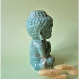 Edelsteen Amazoniet Boeddha beeld, XL 15 cm, groen-blauw amazoniet, Moonlight Gemstones