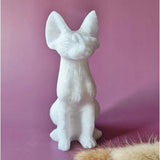 Witte jade kat beeld, XL formaat, handgesneden, 15 cm hoog, uniek decorstuk voor woonkamer of bureau