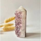 Druzy amethist agaat toren uit Uruguay, natuurlijke geode edelsteen, 248 g