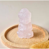 Edelsteen Rozenkwarts Buddha, 5 cm, Moonlight Gemstones roze kwarts beeldje