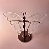 Bergkristal butterfly crystal carving on a metal stand by Moonlight Gemstones