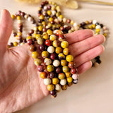 Edelsteen armband met 8mm ronde Mookaite Jasper kralen, multicolor geel/bruin/rood