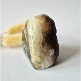 Druzy agaat geode uit Uruguay, 260 g, Moonlight Gemstones - banded lagen met kristallijn rand.