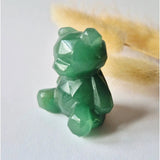 Bear carving in green aventurine crystal, 4 cm, faceted