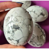 Kristal Howlite palmstone by Moonlight Gemstones, white with gray veining, stress-relief gift, set of 3