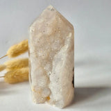 Moonlight Gemstones Druzy Agaat Toren uit Uruguay #109, 300 g – natuurlijke geode edelsteen met kristallen