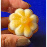 Yellow calcite pumpkin carving by Moonlight Gemstones, 35mm yellow-white flower-shaped crystal