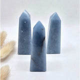 Angelite obelisk towers, blue, 3 pieces, Moonlight Gemstones