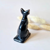 Obsidian cat sculpture by Moonlight Gemstones, Sphinx carving, black obsidian, 8 cm