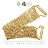 Green-goose sisal back scrubber with bamboo handles, natural beige color, 2 pieces