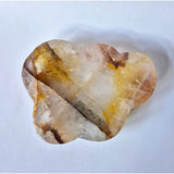 Moonlight Gemstones Fire Quartz bowl, XL freeform organic shape in warm amber and white tones