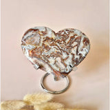 Mexican Crazy Lace Agate hart op standaard Moonlight Gemstones, 300 g edelsteen met bruine-witte banding