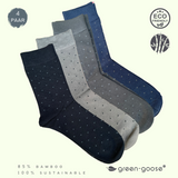 green-goose Bamboe Herensokken, 4 paar met stippen, 85% bamboe, donkerblauw/grijs