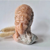 Native American Mannenbuste van Oranje Calciet – ca. 10 cm Edelsteen Carving (indiaan)