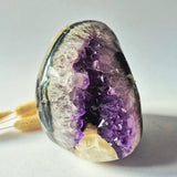 Amethyst & Calcite Geode Freeform, 2600 g, purple crystalline interior