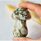 Mosagaat paddenstoel kristal, 93 g, groen-wit patroon, uniek exemplaar