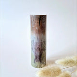 Picture Jasper ronde pilaar 8–9 cm; Moonlight Gemstones, groen naar roze-bruin aardend patroon.